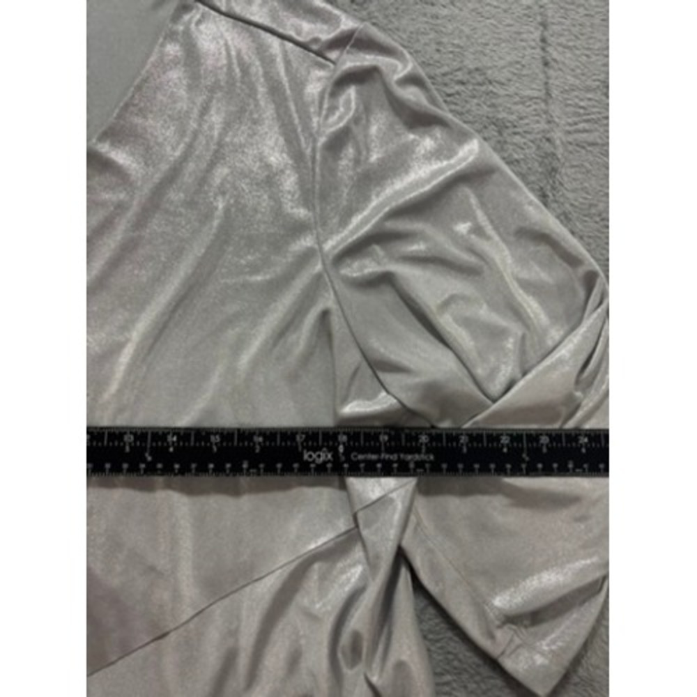 Chicos Travelers Metallic Silver Top Layered Blouse Stretch Career Chic - Picture 6 of 8